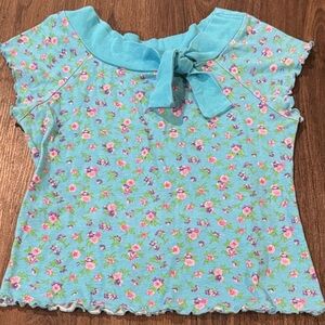 Kids Floral Short Sleeve Top - Blue